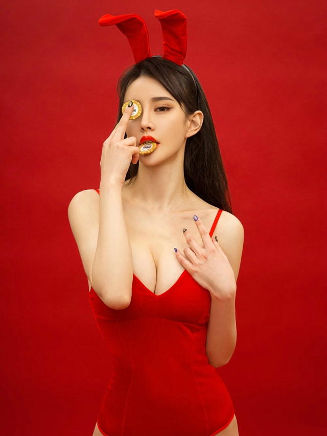 红色内衣美女Cheryl青树性感私拍美照写真